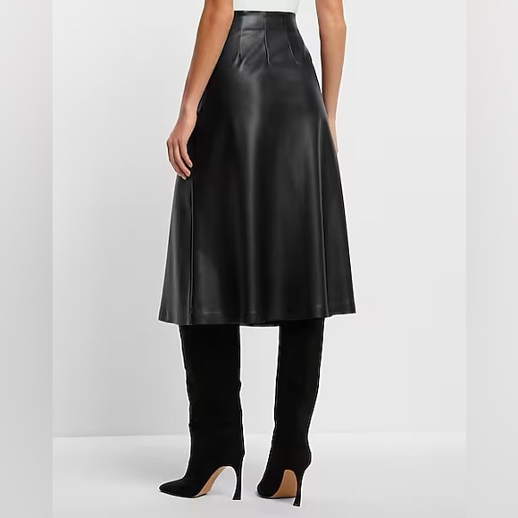Express Super High Waisted Faux Leather A-line Midi Skirt - Picture 2 of 5